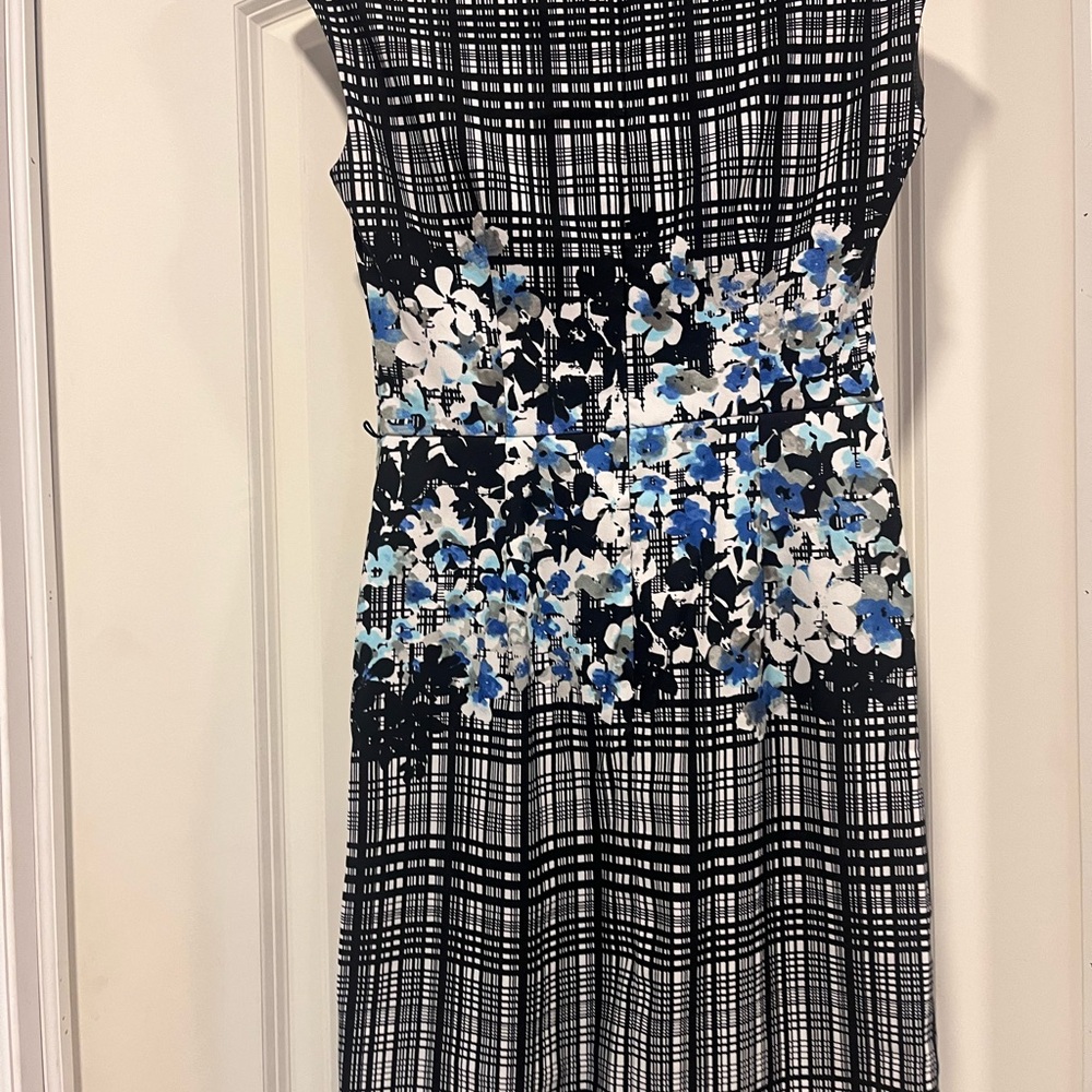 Elegant Black and Blue Floral Dress